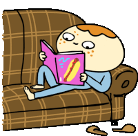 Sherman Reads Magazine On Sofa Sticker - Shermans Night In Relax Chilling Stickers