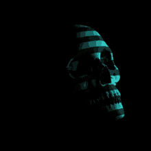 skull 3d animation cyan hexon