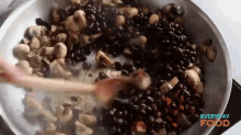 Everyday Food With Sarah Carey: Mushroom And Black Bean Tortilla Casserole GIF - Mushroom Black Bean GIFs