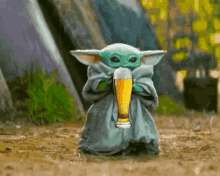 Baby Yoda Beer GIF - Baby Yoda Beer Star Wars GIFs
