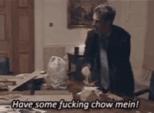 have some fucking chow mein peter capaldi malcolm tucker food fight chinese food