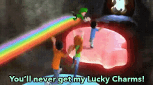 lucky charm rainbow cartoon chasing