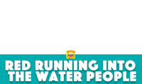 Navamojis Red Running Into The Water People Clan Sticker - Navamojis Red Running Into The Water People Clan Stickers
