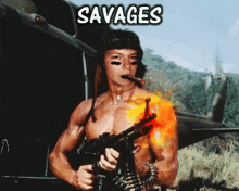 Savage Rambo GIF - Savage Rambo Machine Gun GIFs