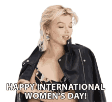 happy international womans day girl power you go girl leather jacket