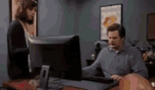Parks And Rec Ron Swanson GIF - Parks And Rec Ron Swanson Computer GIFs