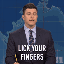 Lick Your Fingers Saturday Night Live GIF - Lick Your Fingers Saturday Night Live Weekend Update GIFs