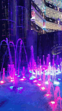 moscow purple fountain light night