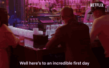 Well Heres To An Incredible First Day Drinks GIF - Well Heres To An Incredible First Day Drinks Toast GIFs