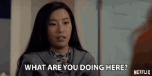 What Are You Doing Here Jenn Yu GIF - What Are You Doing Here Jenn Yu Amanda Zhou GIFs