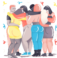 Group Of Figures Hug With Confetti Sticker - Its All Love Hug Love Stickers