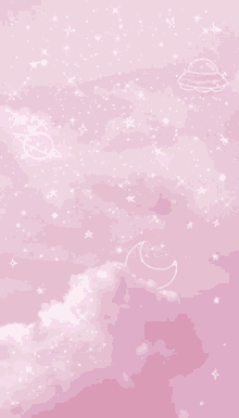 pink sky stars moon glitter clouds