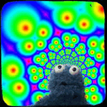 Psychedelic Cookie Monster GIF - Elmom Puppet Blue GIFs