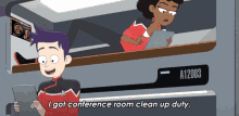 I Got Conference Room Clean Up Duty In Your Face GIF - I Got Conference Room Clean Up Duty In Your Face Ensign Boimler GIFs