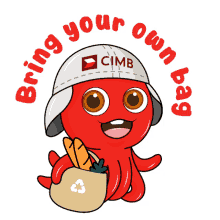 cimb octo red sustainability reusable bag