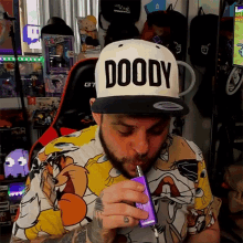 blowing doodybeard testing the vape vaping inhaling