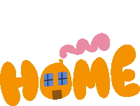 Home Small Home In Between Home In Orange Bubble Letters Sticker - Home Small Home In Between Home In Orange Bubble Letters House Stickers