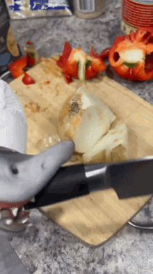 Shark Puppet Chopping Vegetables GIF - Shark Puppet Chopping Vegetables Chef GIFs