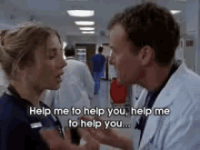 Star of the show Scrubs, John C. McGinley, asking fellow Scrubs star Sarah Chalke to "help me help you..."