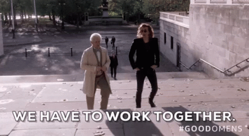 Good Omens Working Together GIF - Good Omens Working Together Work Together  - Discover & Share GIFs