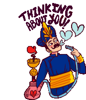 Jahangir Blows Smoke Hearts From Hookah With Caption 'Thinking About You!' In English Sticker - Royal Affair Thinking About You Shisha Stickers