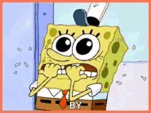 Spongebob Squarepants Nail Bite GIF - Spongebob Squarepants Spongebob Nail Bite GIFs