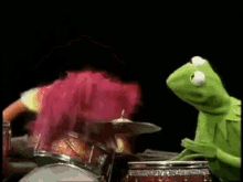 Partying When You'Re Depressed Like GIF - Muppets Kermit Head Bang GIFs