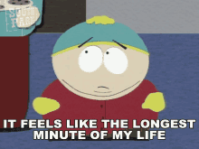 It Feels Like The Longest Minute Of My Life Eric Cartman GIF - It Feels Like The Longest Minute Of My Life Eric Cartman South Park GIFs