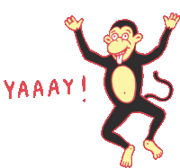 Jumping Monkey Shouts Yaaay In English Sticker - Lostin Paradise Yay Monkey Stickers