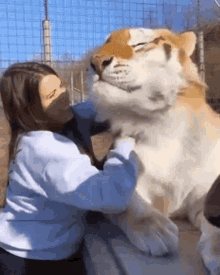 girl love tiger hug