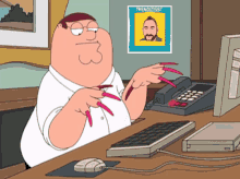 typing working nails peter griffin keyboard