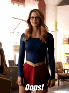 melissa benoist oops supergirl skirt glasses