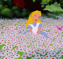 Alice In Wonderland Flowers GIF - Alice In Wonderland Flowers Flower Field GIFs