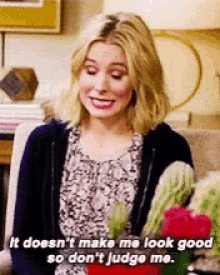 The Good Place It Soesnt Make Me Look Good So GIF - The Good Place It Soesnt Make Me Look Good So Dont Judge Me GIFs