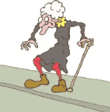 old woman cross street waiting