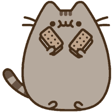 pusheen wafer eating happy cute cat