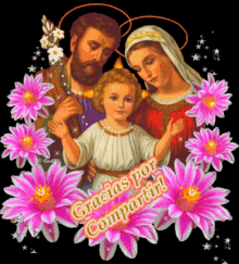 buenas noches holy family flowers jesus