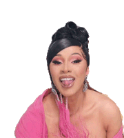 Tongue Out Cardi B Sticker - Tongue Out Cardi B Looking At You Stickers