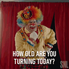 How Old Are You Turning Today Bobby Moynihan GIF - How Old Are You Turning Today Bobby Moynihan Dodo The Clown GIFs