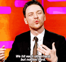 James Mc Avoy Hit Each Other GIF - James Mc Avoy Hit Each Other Not Too Hard GIFs