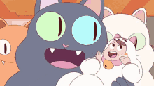 eating cake face slap excited bee and puppycat