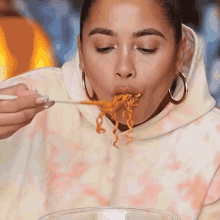 Eating Noodles Deniesse GIF - Eating Noodles Deniesse Lizzy Capri GIFs