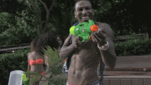 playing with water gun trouble wet song squirt gun pool party