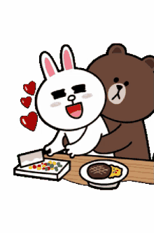 muddu cony and brown hearts sweet cook