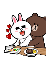 Muddu Cony And Brown Sticker - Muddu Cony And Brown Hearts Stickers