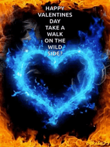 happy valentines day take a walk wild side heart flame
