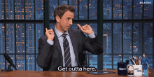 Late Night With Seth Meyers - Get Outta Here GIF - Seth Meyers Late Night Seth Late Night With Seth Meyers GIFs