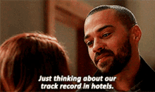 Greys Anatomy Jackson Avery GIF - Greys Anatomy Jackson Avery Just Thinking About Our Track Record In Hotels GIFs