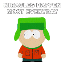 Miracles Happen Most Everyday Kyle Broflovski Sticker - Miracles Happen Most Everyday Kyle Broflovski South Park Stickers