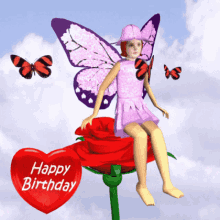 Happy Birthday Fairy GIF - Happy Birthday Fairy Red Rose GIFs